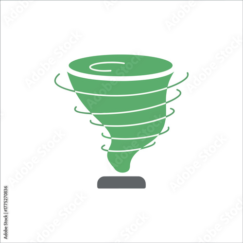 Green tornado swirl icon weather symbol