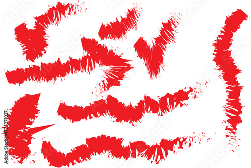 Abstract Red Ink Brush Strokes on White Background Artistic Texture