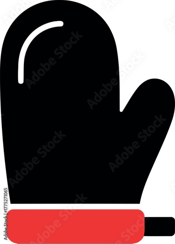 Black oven mitt with red trim icon