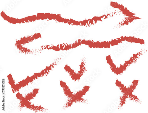 Grunge brush strokes for approval or rejection design elements