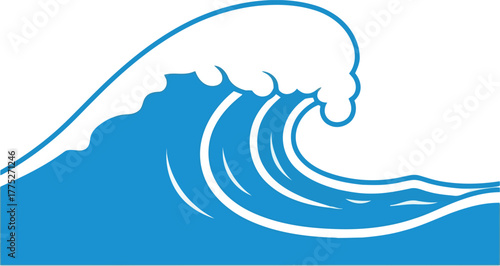 Canvas Print Dynamic blue ocean wave illustration