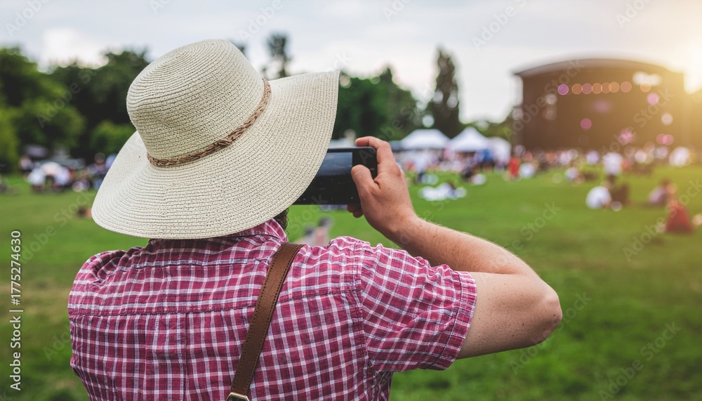 Fototapeta premium Capture the moment at an outdoor summer music festival with friends celebrating culture and community