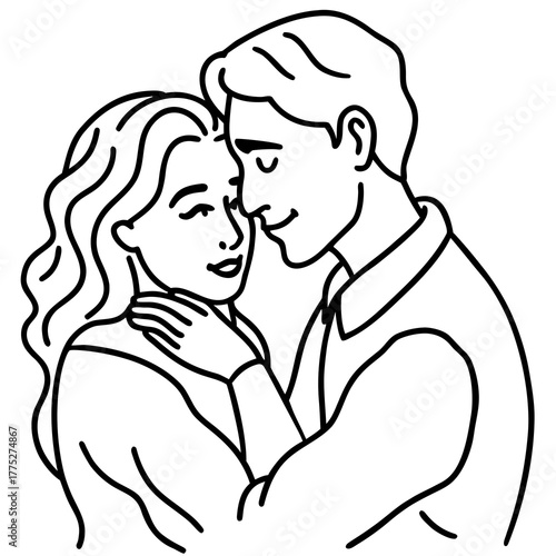 A loving couple embracing tenderly with closed eyes isolated on white background isolated on transparent background