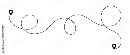 Dot line path route travel banner illustration with location map pin icon.Route icon - two points with dotted location pin. Travel from start point and dotted line tracing. 