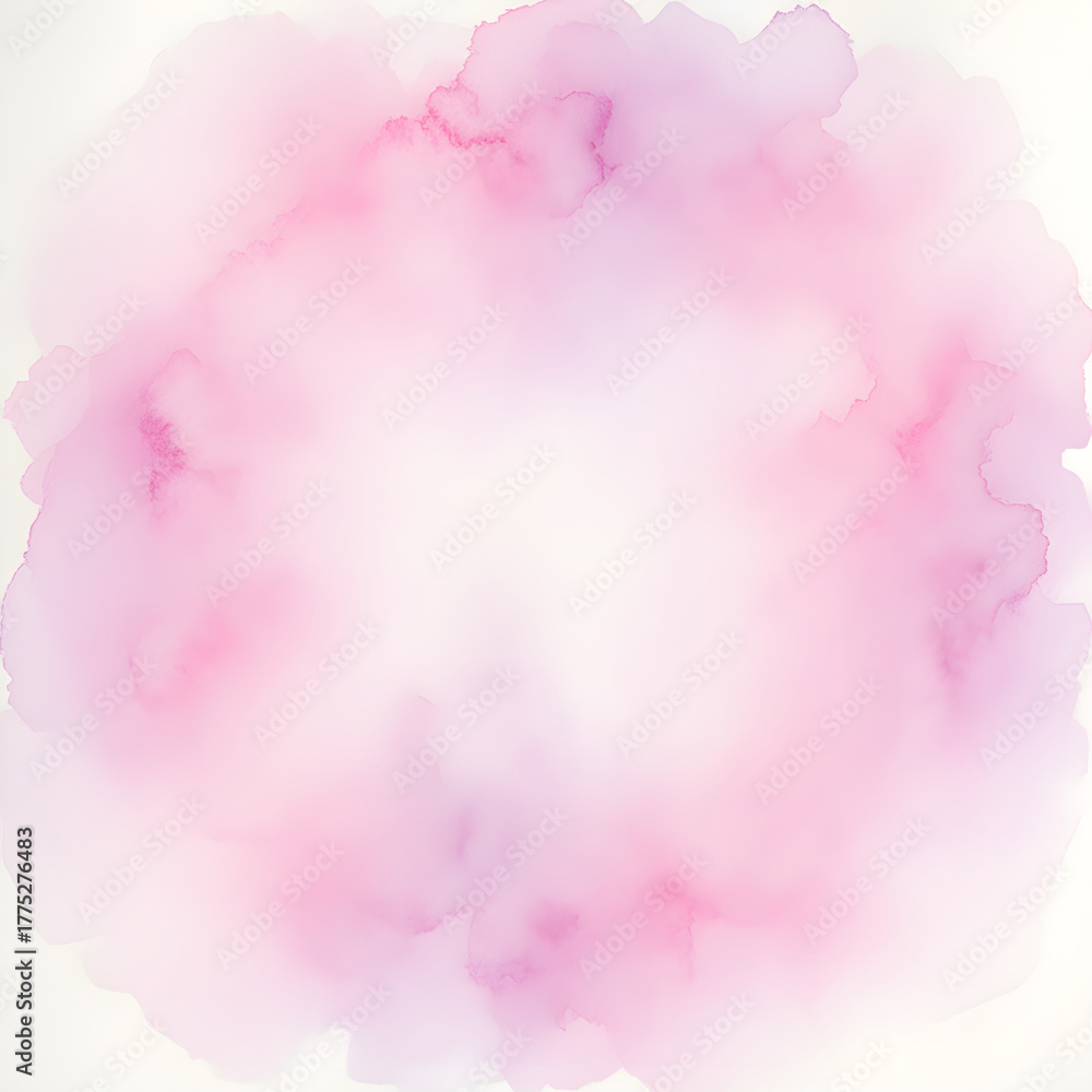 Fototapeta premium Watercolor texture, Pink, Pastel, Soft focus, Blurred, Abstract, Background, Vignette, White center, Light pink, Subtle purple, Dreamy, Romantic, Feminine, Delicate, Wash effect, Fluid, Aquarelle, Ink