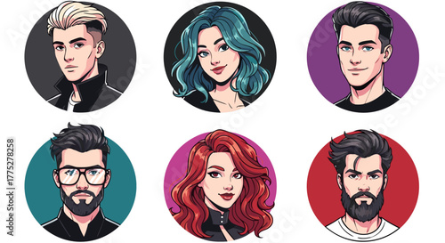 Diverse Avatar Portraits Creative Round Profile Icons for Social Media