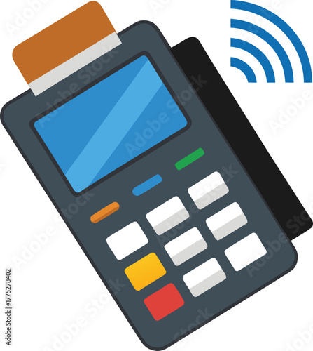 Silhouette contactless payment terminal with credit card swipe, ideal for finance and retail design.