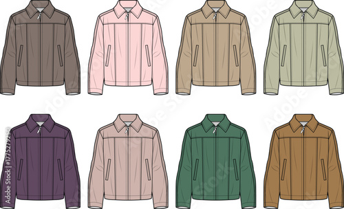 Fashionable collection of casual zip up jackets in pastel colors