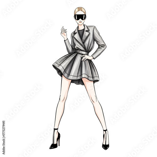 Fashion Modeling Illustration with White Clean Background