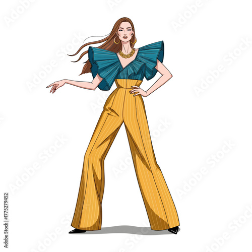 Fashion Modeling Illustration with White Clean Background