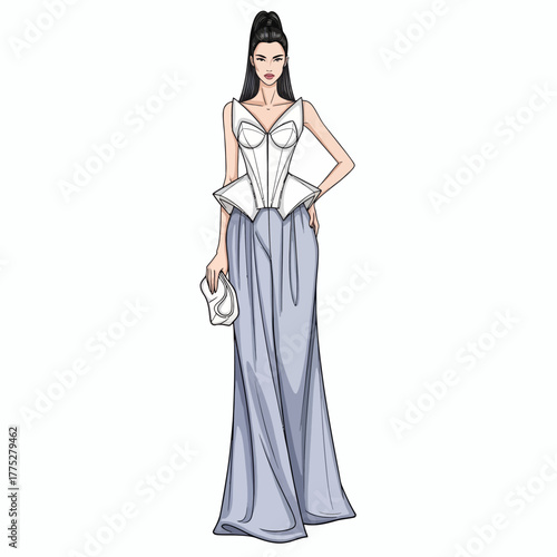 Fashion Modeling Illustration with White Clean Background