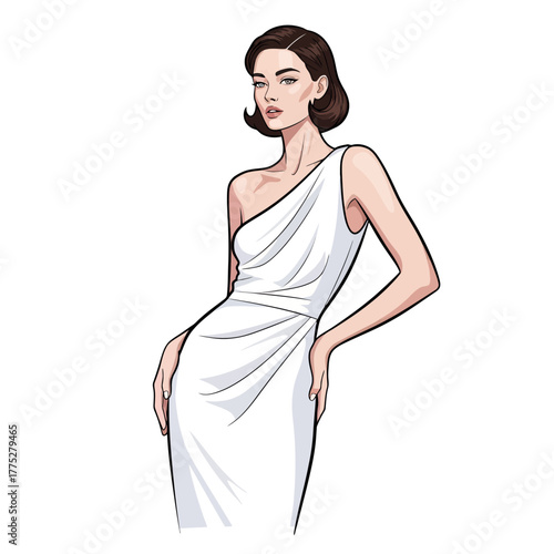 Fashion Modeling Illustration with White Clean Background