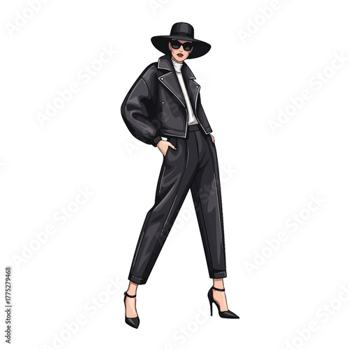 Fashion Modeling Illustration with White Clean Background
