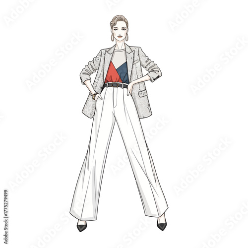 Fashion Modeling Illustration with White Clean Background