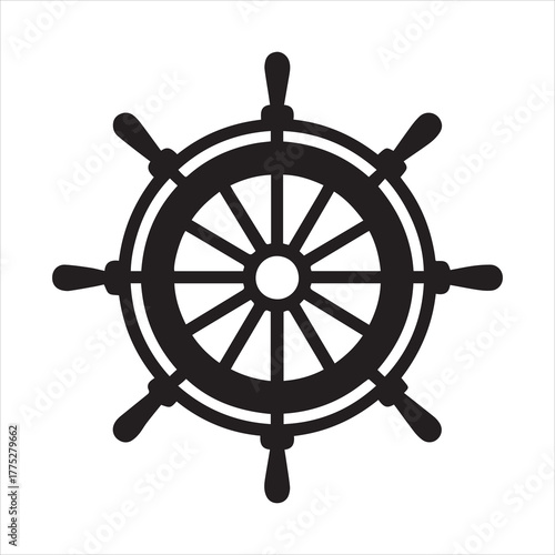 ship rudder or wheel silhouette vector illustration