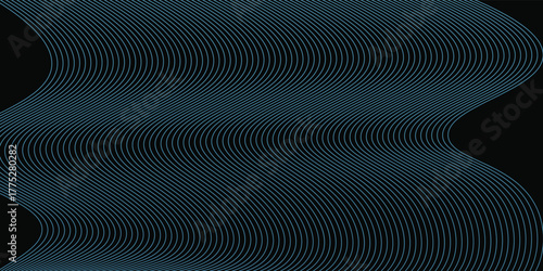 3D Vector wave lines pattern smooth curve flowing dynamic blue green gradient light isolated on black background for concept technology, digital, communication, science, music.