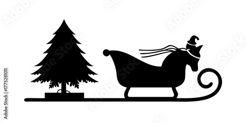 santa's sleigh silhouette icon
