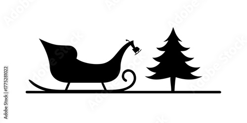 santa's sleigh silhouette icon
