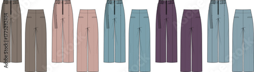 Collection of women's casual pants in various colors and styles, showcasing a comfortable and stylish wardrobe option