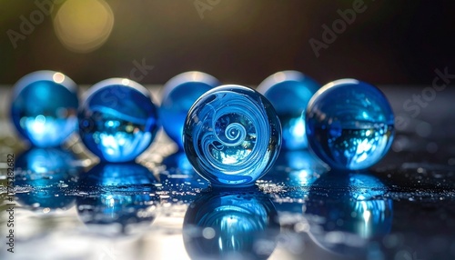 christmas balls on a blue background