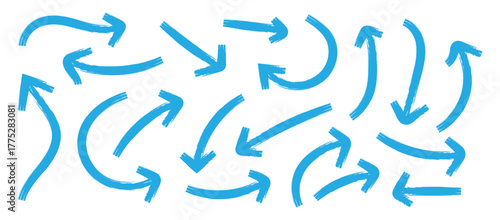 Set of Hand drawn vector arrows doodle on white background. design element vector illustration. Arrow mark icons. Arrow paint - stock vector.