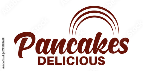 Pancakes logo vector illustration template. Simple design lettering hand draw