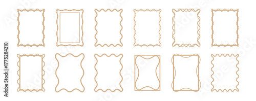 Zigzag shapes outline frame. rectangle shape frames with zigzag edge. Cute wavy lace and pearl wedding frames. Vector hand drawn oval vintage border set.