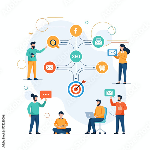 Business Marketing Illustration with White Clean Background