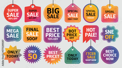 Collection of Sale and Discount Tags stock promotion