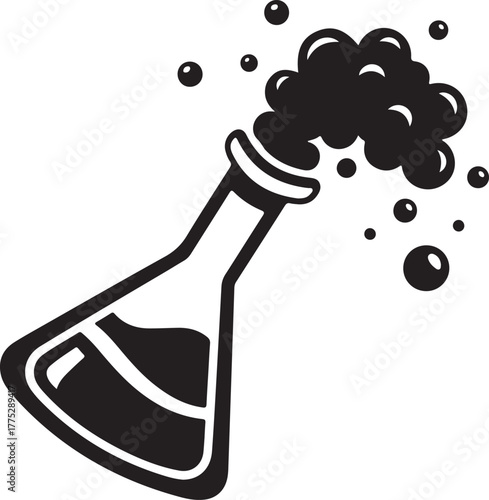 Erlenmeyer Flask Reaction Icon  Chemical Experiment and Science Vector