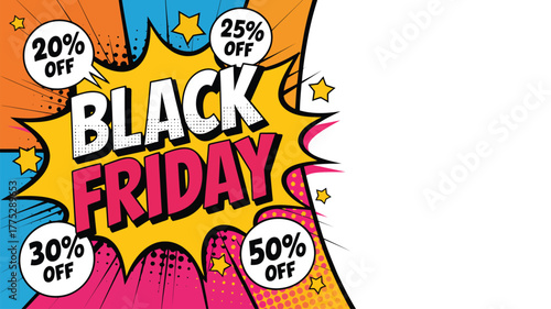 Black Friday Comic Style Sale Announcement banner stock