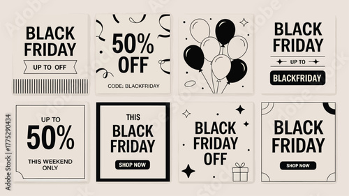 Black Friday Sale Discount Offers Collection With Graphics promotion