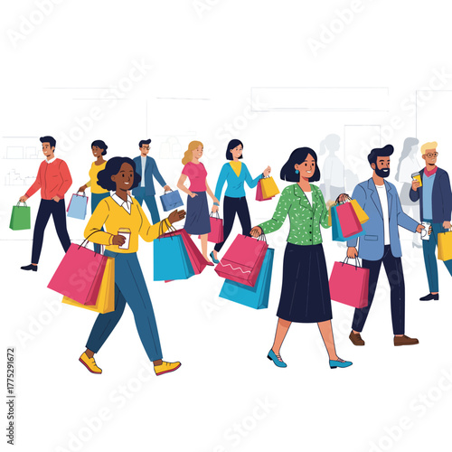 Shopping and Sale Illustration with White Clean Background