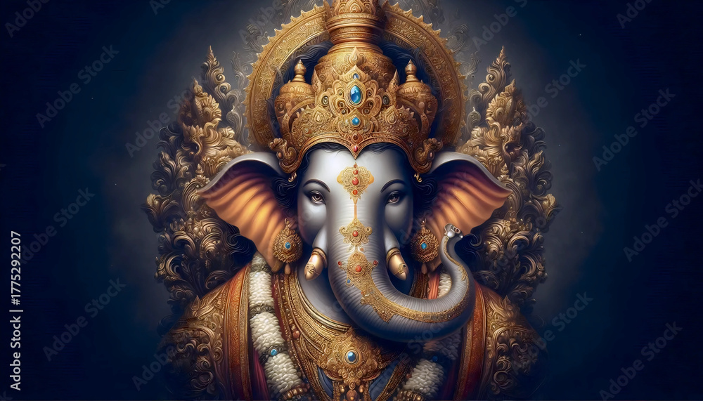 Fototapeta premium A Lord Ganesha with a crown, Ai generated image