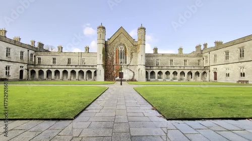 The University of Galway, quadrangle in Ireland, amazing architecture and landmark, medieval building	