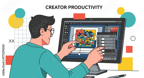Creative Process Illustration Presenting Productivity, Design, and Illustration Concepts