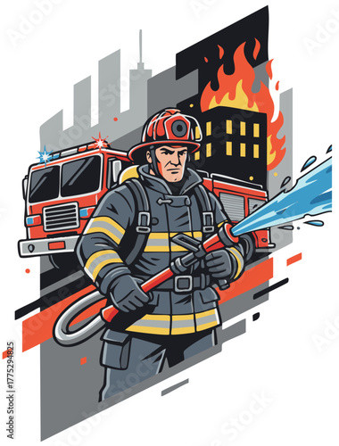 화재를 진압하는 소방관