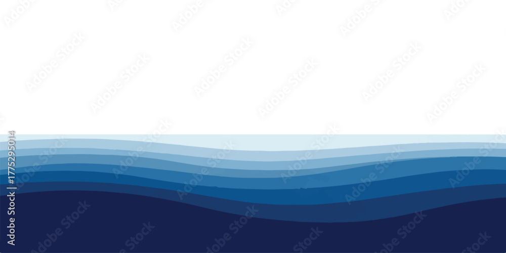 Naklejka premium Abstract blue wave background layered wavy pattern in different shades vector illustration for graphic design