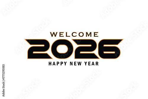 Welcome 2026 Happy New Year Text Background Vector For Print, White Background Happy New Year 2026 Text Background Design.