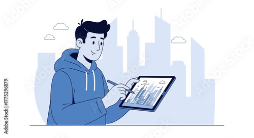 Digital Architect Working And Designing Cityscape On Tablet Displaying Innovative Concepts