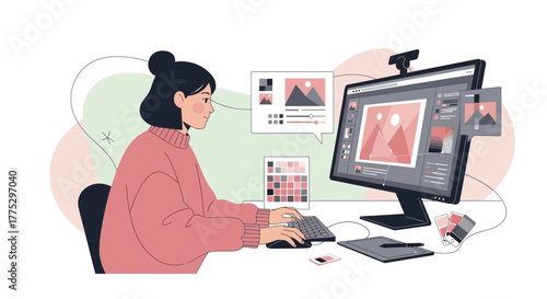 Digital Artist Crafting Designs With Modern Tools For Innovative Visual Creations