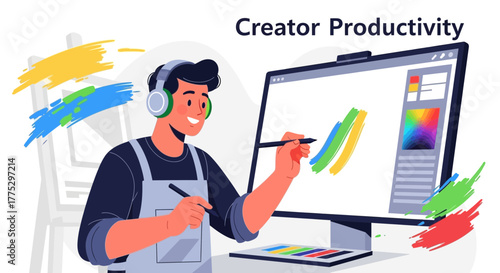 Digital Artist Using Modern Technology To Create A Masterpiece Online With Ease And Enjoyment