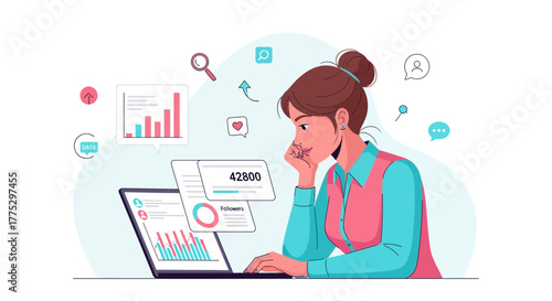 Digital Marketing Consultant Analyzing Analytics and Boosting Social Media Metrics