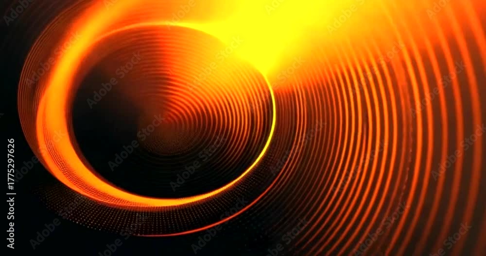 Abstract glowing orange concentric circles on a dark background