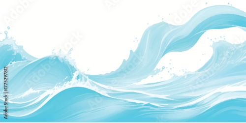 Stylized ocean waves illustration light blue water background great for summer designs and marine concepts