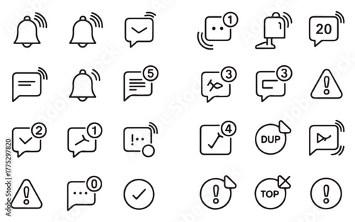  Collection of hand drawn notification icons and symbols for alerts and messages