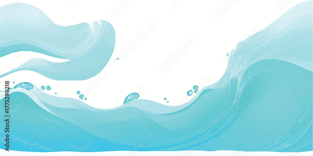 Fototapeta premium Abstract water wave illustration light blue vector design element isolated on white background