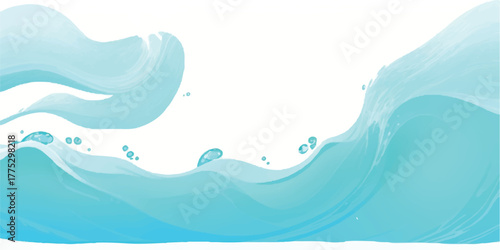 Abstract water wave illustration light blue vector design element isolated on white background