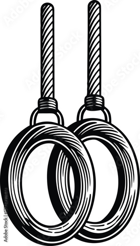 Gymnastics rings workout icon, realistic, high-resolution.
