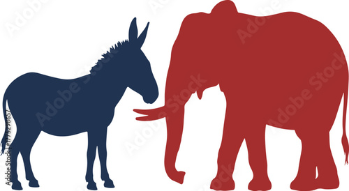 Political symbols donkey and elephant art